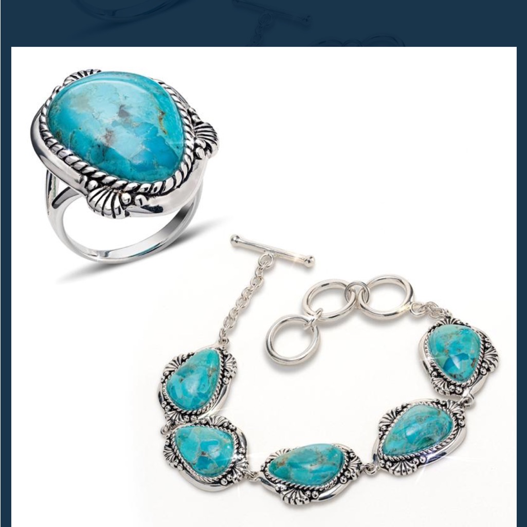 Artisan Sedona Turquoise And Silver Womens Bracelet Ring Set 289$